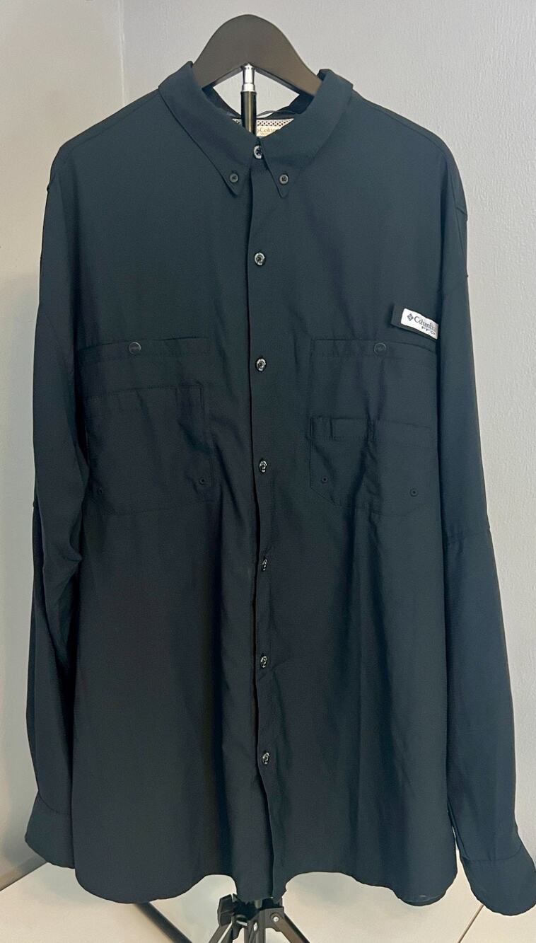 Columbia PFG Tamiami II Shirt Men 2XL Black Omni-Shade Fishing Loose Button Down
